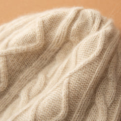 Cashmere Hat Cable Knit Cashmere Beanie Winter Warm Hat