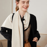 100% Cashmere Soft Warm Winter Scarves Wraps with Contrast Edge