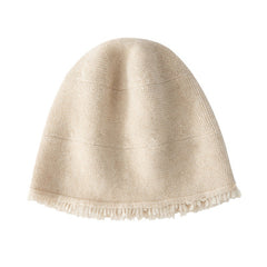 Warm Pure Cashmere Cap Fringed Edge Beanie Hat