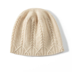 Women Cable Knit Cashmere Beanie Twisted Cashmere Hat