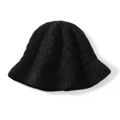 100% Cashmere Bucket Hat Women's Cable Knit Designer Bucket Hat