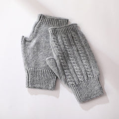 Solid Color Cashmere Warm Mittens and Half-finger Gloves