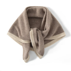 Two-Tone 100% Cashmere Knitted Poncho Wrap Shawl