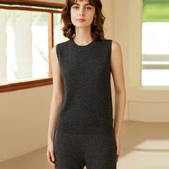 100% Pure Cashmere Vest Knitted Sleeveless Camisole Sweater Top