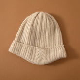 Women's Soft Warm Cashmere Ribbed Knit Beanie Hat