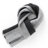 Two-Tone Ribbed Pure Cashmere Wrap Scarf for Women and Men