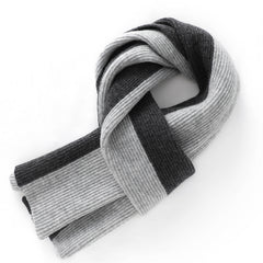 Two-Tone Ribbed Pure Cashmere Wrap Scarf for Women and Men