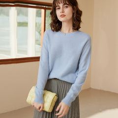 Round Neck Women's Pure Cashmere Knit Sweater