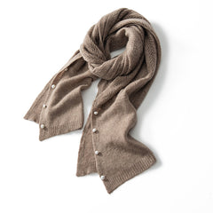 Pearl Button 100% Cashmere Lace Knit Wrap Scarf for Women