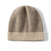 Winter Two-Tone Rib Knit Beanie Soft Warm Thickened Cashmere Hat