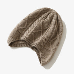 Cashmere Hat Winter Warm Cable Knit Cashmere Hat with Ear Flaps