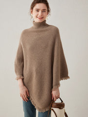 Women's 100% Cashmere Shawl Wrap Turtleneck Cloak Pashmina