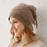 100% Pure Cashmere Hat Cashmere Drawstring Hat Scarf Warm Hat