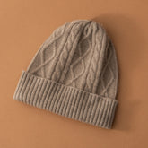 Cashmere Hat Cable Knit Cashmere Beanie Winter Warm Hat