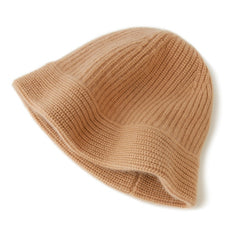 100% Cashmere fisherman hat Warm Ribbed Cashmere Beanie