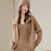 Thickened Full-Zip High-Neck Cashmere Sweater Jacket Cardigan