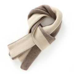 Two-Tone Ribbed Pure Cashmere Wrap Scarf for Women and Men