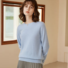 Round Neck Women's Pure Cashmere Knit Sweater