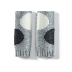 100% Cashmere Warm Fingerless Gloves with Geometric Dots
