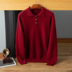 Men’s 100% Pure Cashmere Luxury Polo Collar Sweater
