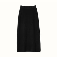 Women's Mid-length Straight Slit Knitted Hip-covering Cashmere Skirt