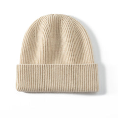 100% Ribbed Cashmere Beanie Classic Cashmere Knitted Hat