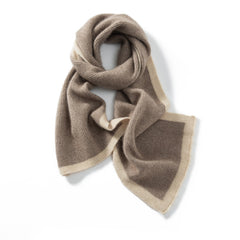 Two-Tone Border Scarf Winter Warm Knitted Soft Pure Cashmere Shawl