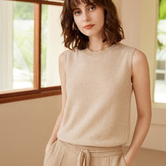 100% Pure Cashmere Vest Knitted Sleeveless Camisole Sweater Top
