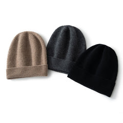 100% Pure Cashmere Beanie Cuffed Warm Hat for Women and Men