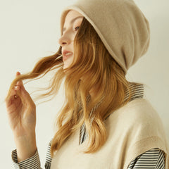 Women's 100% Cashmere Slouchy Beanie Design Knitted Winter Ski Cap