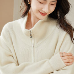 Thickened Full-Zip High-Neck Cashmere Sweater Jacket Cardigan