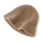 100% Cashmere fisherman hat Warm Ribbed Cashmere Beanie