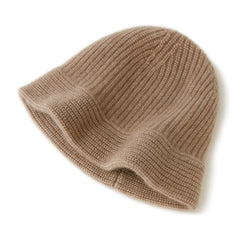 100% Cashmere fisherman hat Warm Ribbed Cashmere Beanie