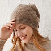 100% Pure Cashmere Hat Cashmere Drawstring Hat Scarf Warm Hat