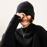 Winter Thick Soft Warm 100% Pure Cashmere Beanie Women's Ski Caps