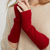 Women Cashmere Arm Warmers Winter Fingerless Long Gloves