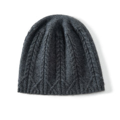 Women Cable Knit Cashmere Beanie Twisted Cashmere Hat