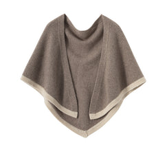 Two-Tone 100% Cashmere Knitted Poncho Wrap Shawl