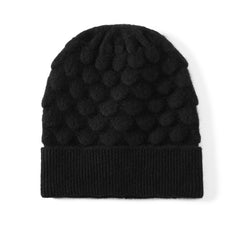 Textured Bubble Beanie Warm Pure Cashmere Knitted Hat