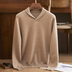 Men's 100% Cashmere Shawl Collar Knit Sweater