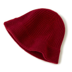 100% Cashmere fisherman hat Warm Ribbed Cashmere Beanie