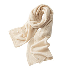 Pearl Button 100% Cashmere Lace Knit Wrap Scarf for Women