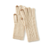 100% Pure Cashmere Gloves Soft Ribbed Winter Cashmere Knit Gloves