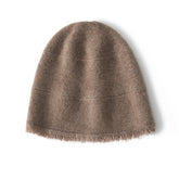Warm Pure Cashmere Cap Fringed Edge Beanie Hat