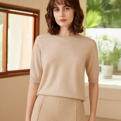 Women's Pure Cashmere Round Neck Pullover Knitted Sweater