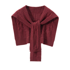 Pure Cashmere Cape Scarf Cable Knit Shawl Shoulder Warmer