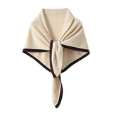 Women's Cashmere Scarf Contrast Trim Knitted Wrap Shawl