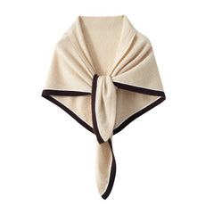 Women's Cashmere Scarf Contrast Trim Knitted Wrap Shawl