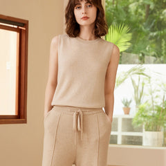 100% Pure Cashmere Vest Knitted Sleeveless Camisole Sweater Top