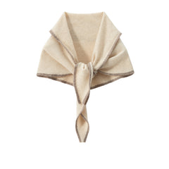 Women Contrast Edge 100% Cashmere Neck Scarf Two-Tone Shawl